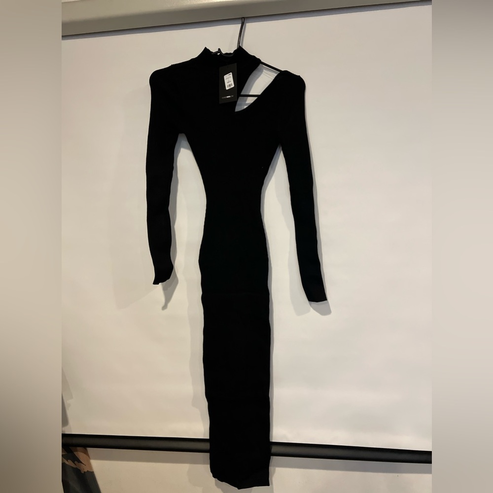 Fashion Nova Black Midi Sweater Dress